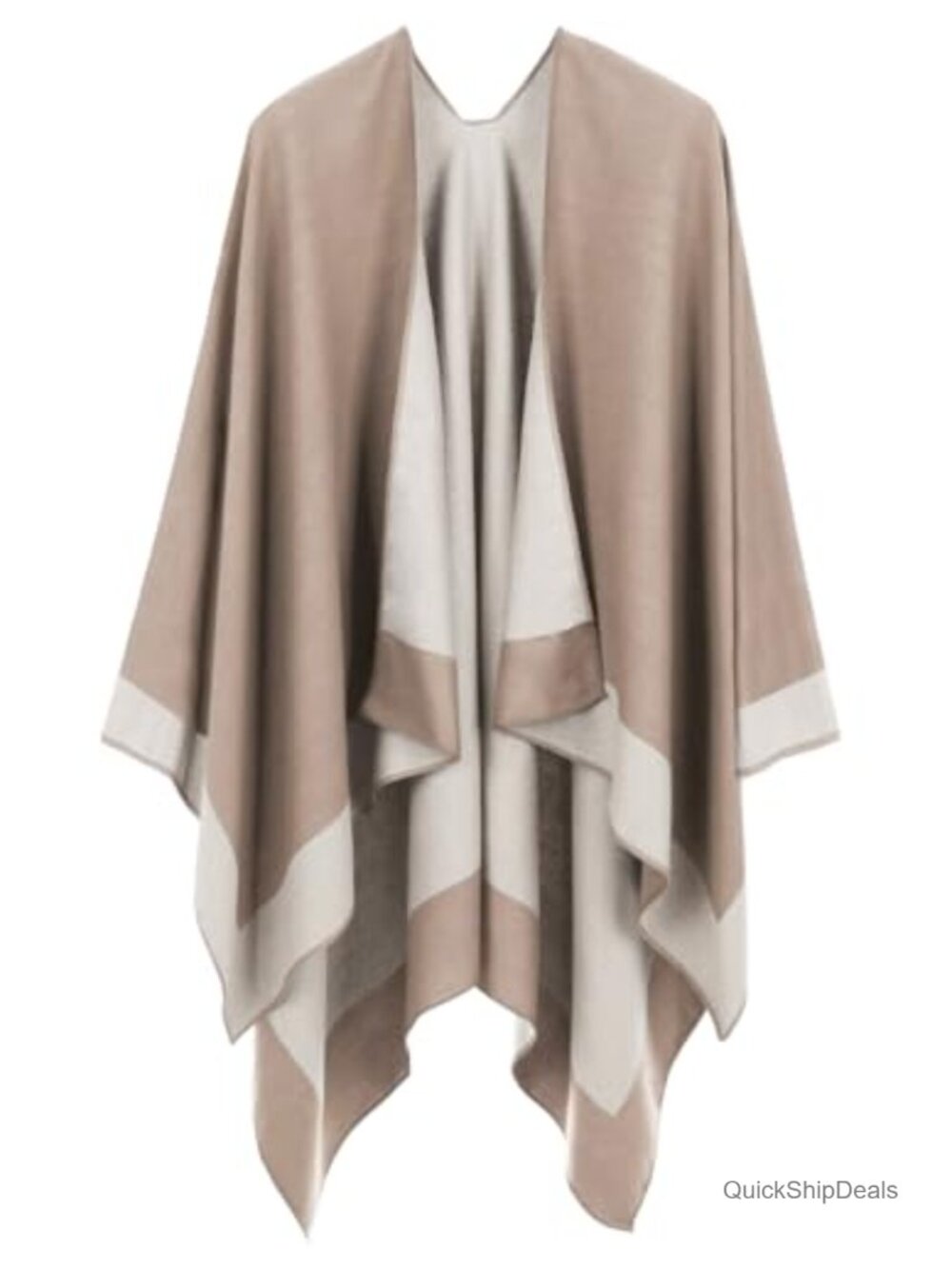 Reversible Open Front Shawl Wrap Poncho Cape Oversized Sweater Cardigan
